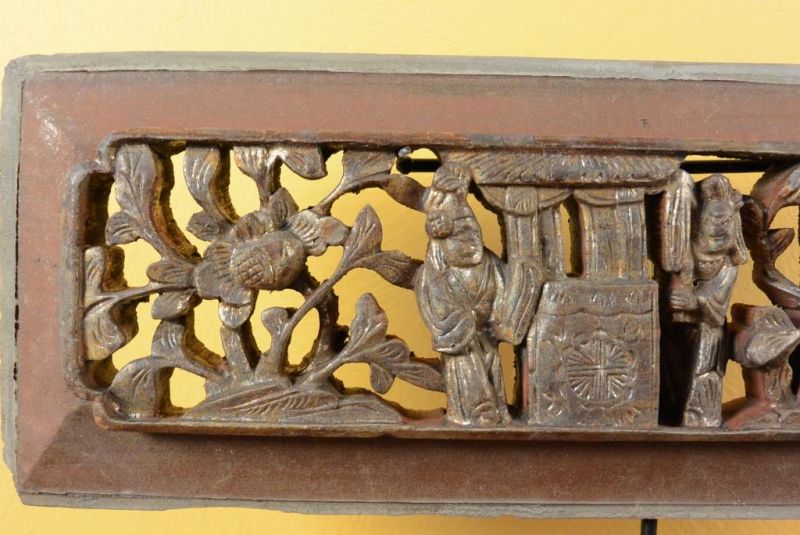 Chinesische Schnitzereien Qing-Dynastie Braun und Gold 5 2