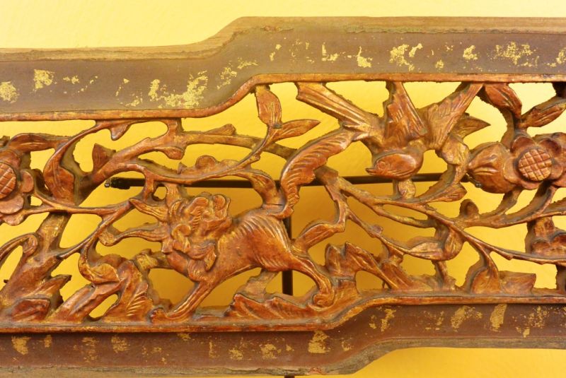 Chinesische Schnitzereien Qing-Dynastie Braun und Gold 5 2