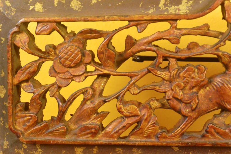 Chinesische Schnitzereien Qing-Dynastie Braun und Gold 5 3