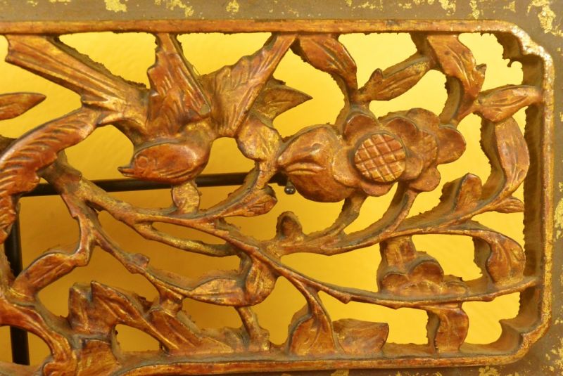 Chinesische Schnitzereien Qing-Dynastie Braun und Gold 5 4
