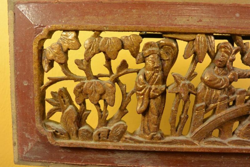 Chinesische Schnitzereien Qing-Dynastie Braun und Gold 5 2