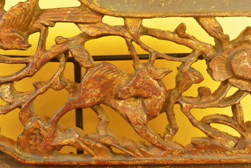 Chinesische Schnitzereien Qing-Dynastie Braun und Gold 6 2