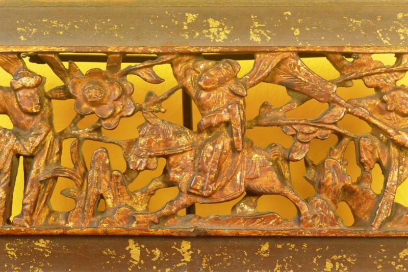 Chinesische Schnitzereien Qing-Dynastie Braun und Gold 7 2
