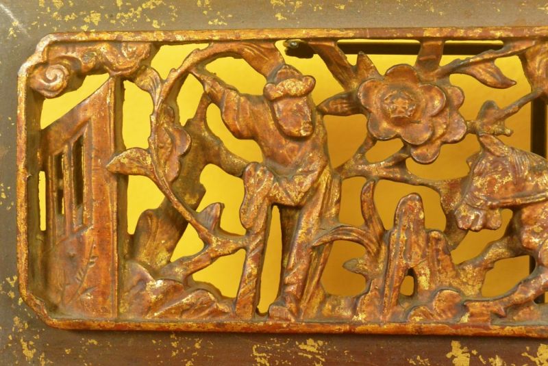 Chinesische Schnitzereien Qing-Dynastie Braun und Gold 7 3
