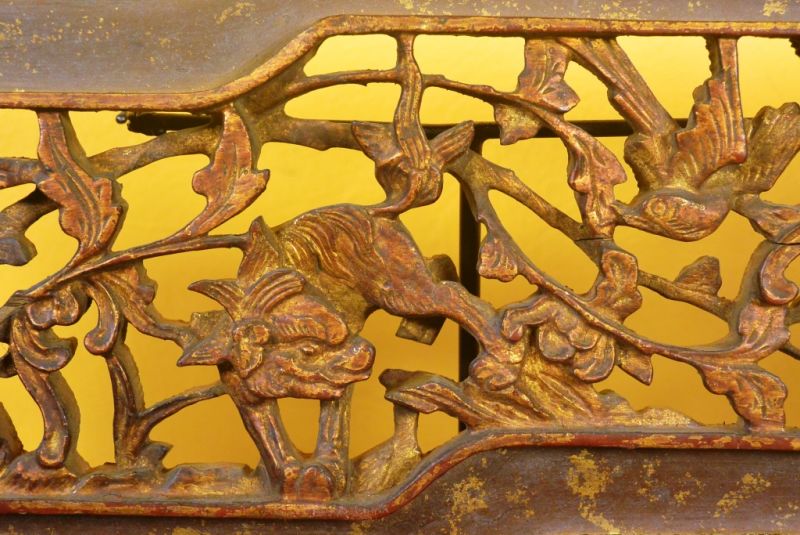 Chinesische Schnitzereien Qing-Dynastie Braun und Gold 8 2