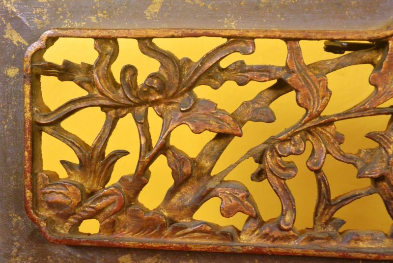 Chinesische Schnitzereien Qing-Dynastie Braun und Gold 8 4