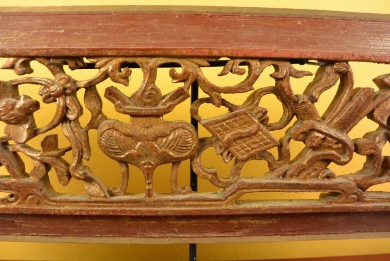 Chinesische Schnitzereien Qing-Dynastie Braun und Gold 8 3