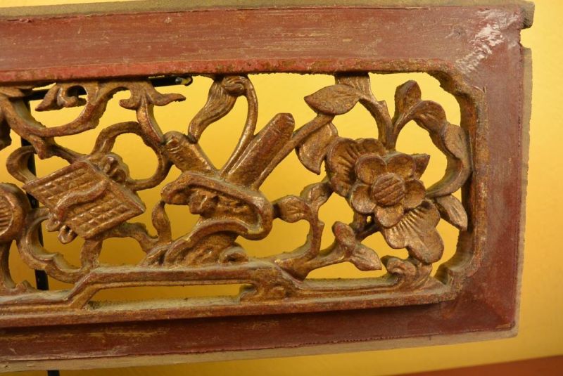 Chinesische Schnitzereien Qing-Dynastie Braun und Gold 8 4