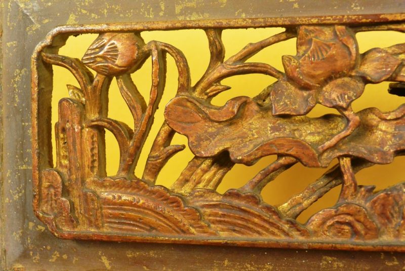Chinesische Schnitzereien Qing-Dynastie Braun und Gold 9 3