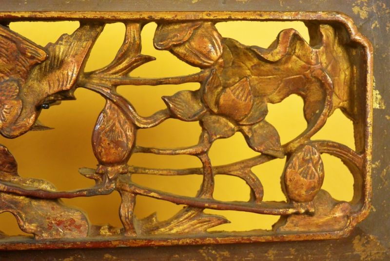 Chinesische Schnitzereien Qing-Dynastie Braun und Gold 9 4