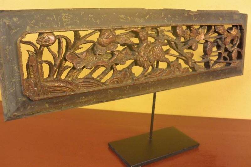 Chinesische Schnitzereien Qing-Dynastie Braun und Gold 9 5