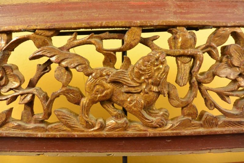 Chinesische Schnitzereien Qing-Dynastie Braun und Gold 9 3