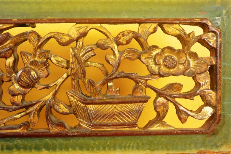 Chinesische Schnitzereien Qing-Dynastie Grün und Gold 10 3