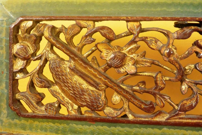 Chinesische Schnitzereien Qing-Dynastie Grün und Gold 10 4