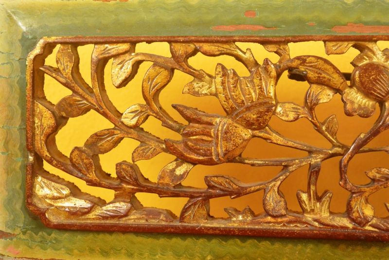 Chinesische Schnitzereien Qing-Dynastie Grün und Gold 11 3
