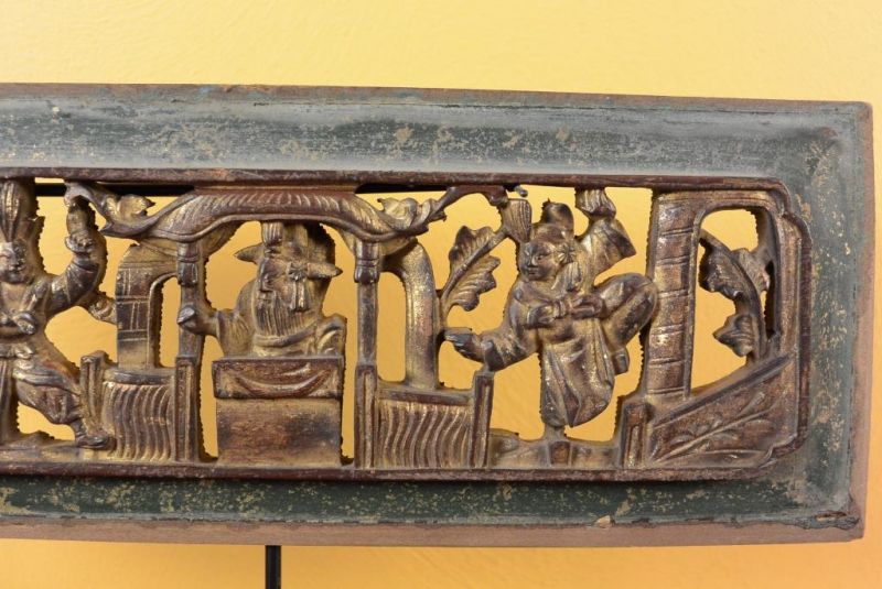 Chinesische Schnitzereien Qing-Dynastie - Grün und Gold 13 3