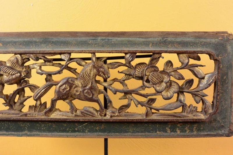 Chinesische Schnitzereien Qing-Dynastie - Grün und Gold 14 3
