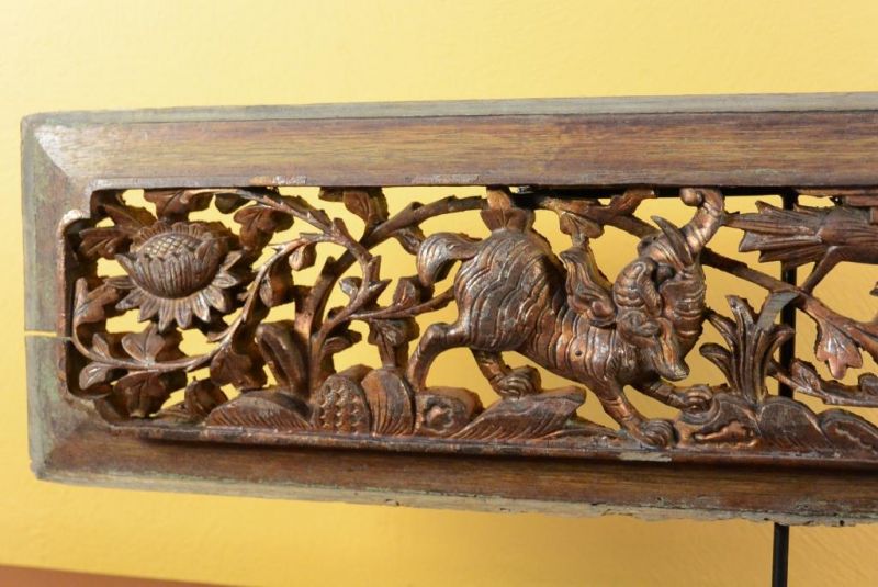 Chinesische Schnitzereien Qing-Dynastie - Grün und Gold 2 3