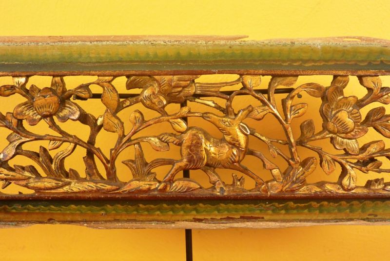 Chinesische Schnitzereien Qing-Dynastie Grün und Gold 2 2