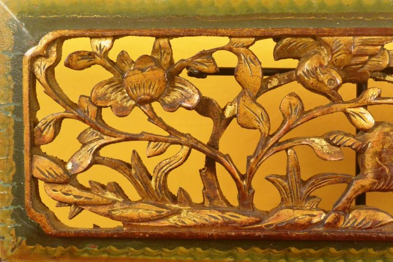 Chinesische Schnitzereien Qing-Dynastie Grün und Gold 2 4