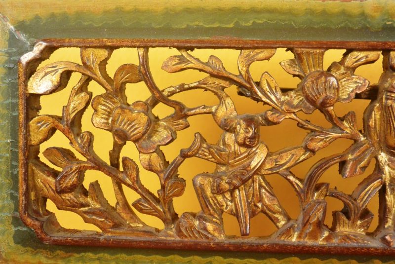 Chinesische Schnitzereien Qing-Dynastie Grün und Gold 4 4