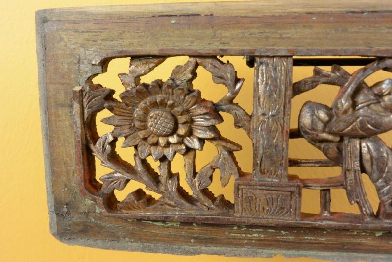 Chinesische Schnitzereien Qing-Dynastie - Grün und Gold 5 2