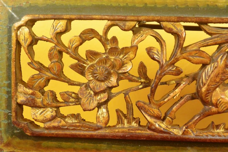 Chinesische Schnitzereien Qing-Dynastie Grün und Gold 5 3