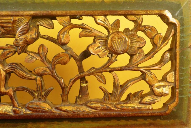 Chinesische Schnitzereien Qing-Dynastie Grün und Gold 5 4