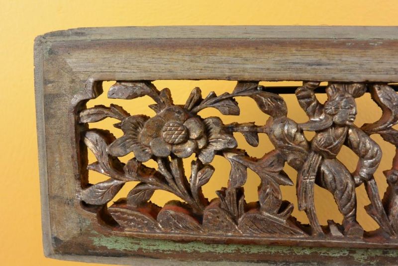 Chinesische Schnitzereien Qing-Dynastie - Grün und Gold 6 2