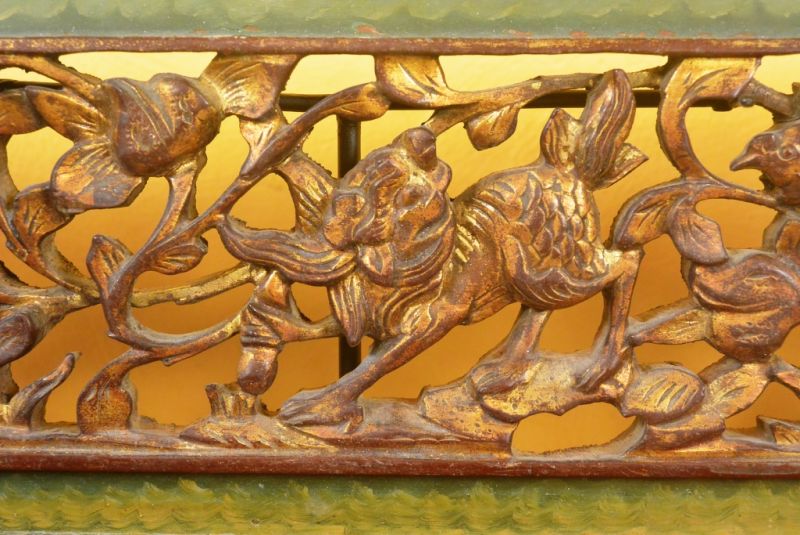 Chinesische Schnitzereien Qing-Dynastie Grün und Gold 6 2