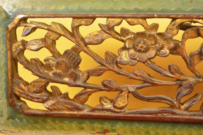 Chinesische Schnitzereien Qing-Dynastie Grün und Gold 6 3
