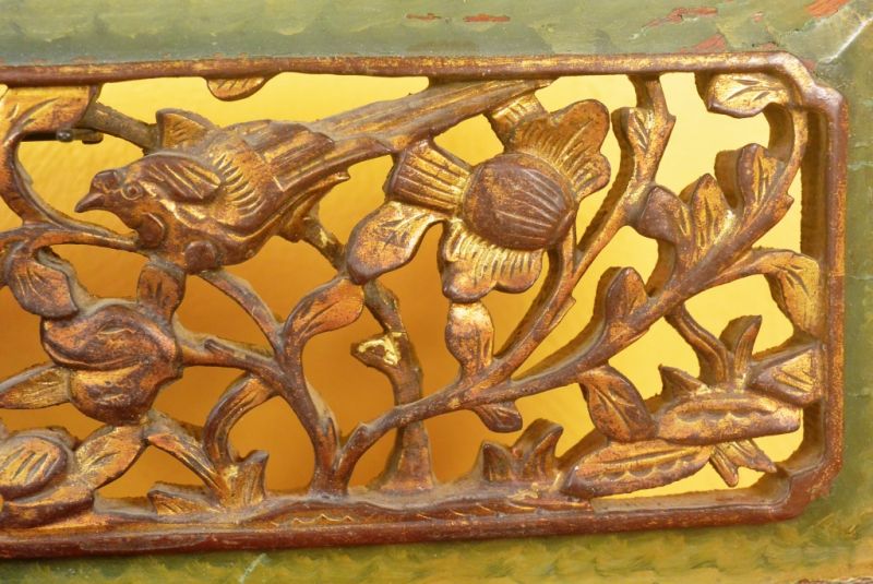 Chinesische Schnitzereien Qing-Dynastie Grün und Gold 6 4