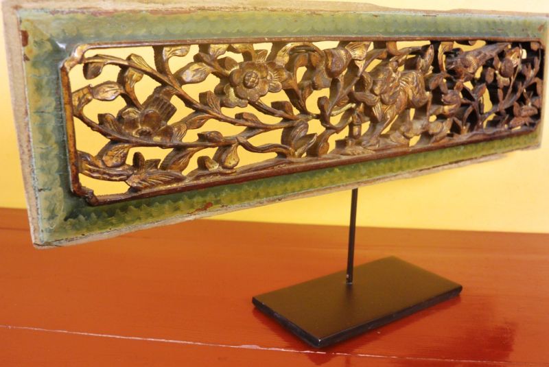 Chinesische Schnitzereien Qing-Dynastie Grün und Gold 6 5