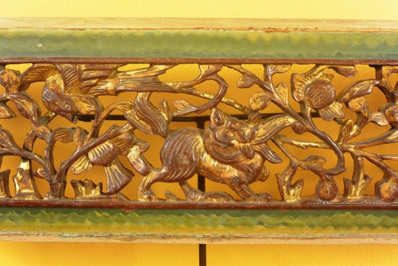Chinesische Schnitzereien Qing-Dynastie Grün und Gold 7 2