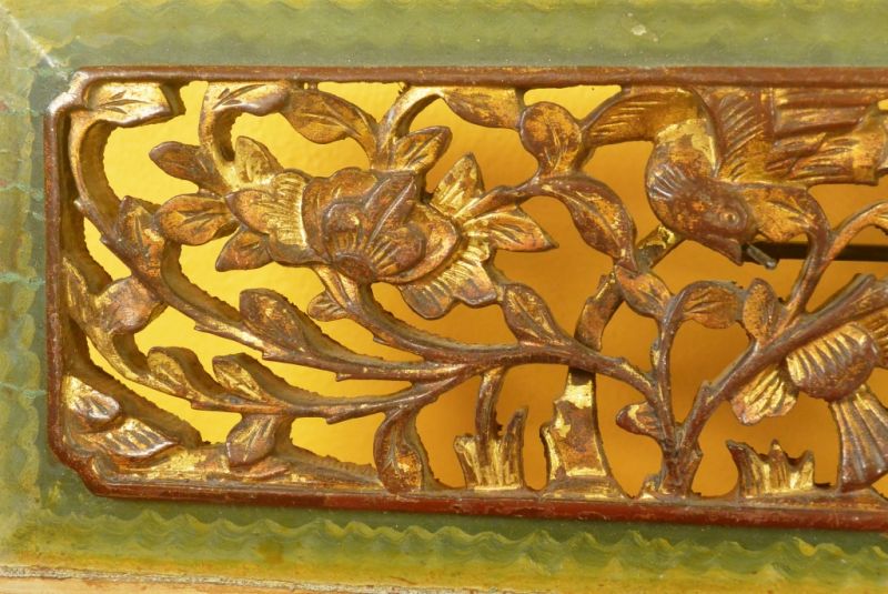 Chinesische Schnitzereien Qing-Dynastie Grün und Gold 7 3