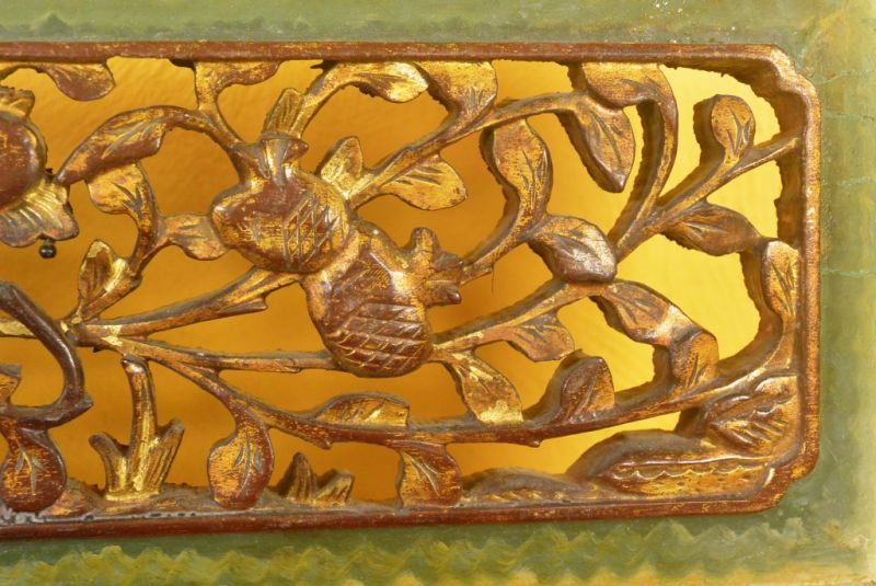 Chinesische Schnitzereien Qing-Dynastie Grün und Gold 7 4