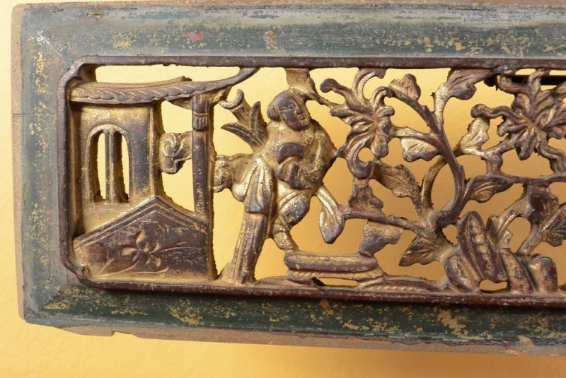 Chinesische Schnitzereien Qing-Dynastie - Grün und Gold 8 2
