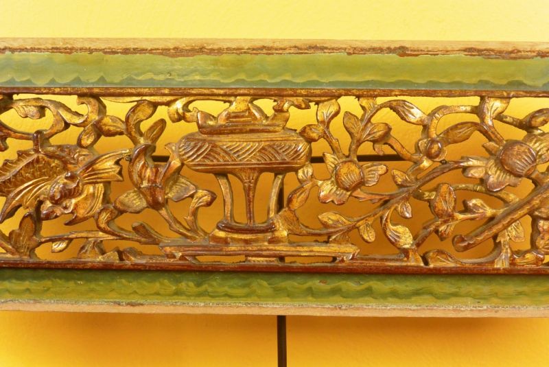 Chinesische Schnitzereien Qing-Dynastie Grün und Gold 8 2