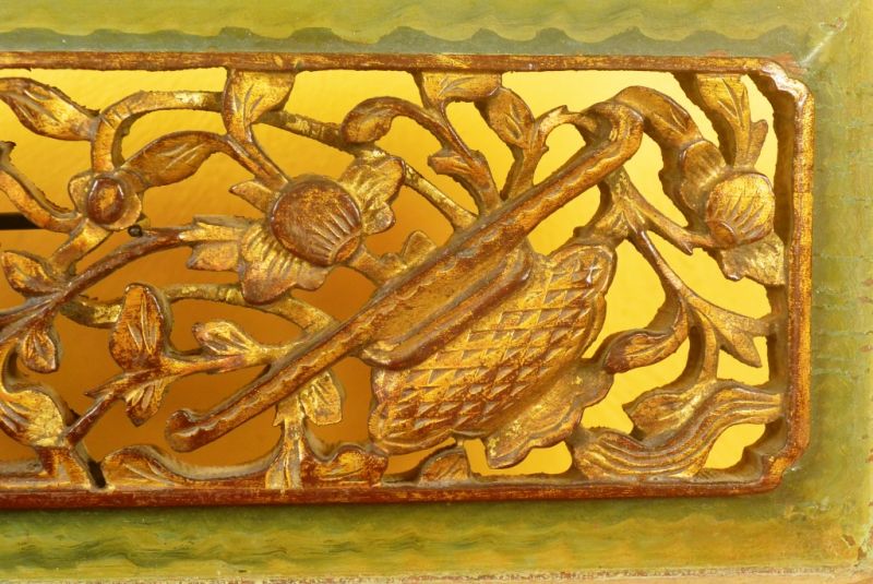 Chinesische Schnitzereien Qing-Dynastie Grün und Gold 8 3