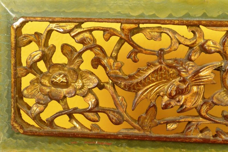 Chinesische Schnitzereien Qing-Dynastie Grün und Gold 8 4