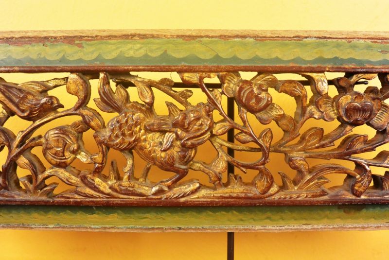 Chinesische Schnitzereien Qing-Dynastie Grün und Gold 9 2