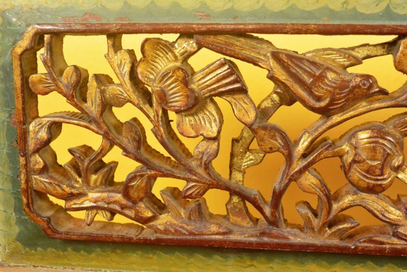 Chinesische Schnitzereien Qing-Dynastie Grün und Gold 9 4