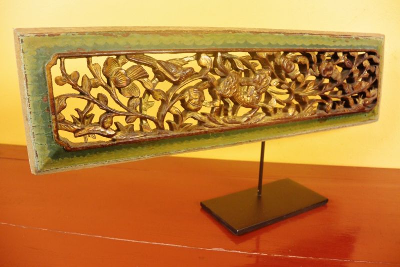 Chinesische Schnitzereien Qing-Dynastie Grün und Gold 9 5