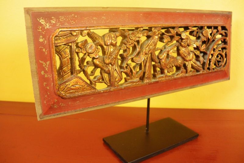 Chinesische Schnitzereien Qing-Dynastie Rot und Gold 1 5