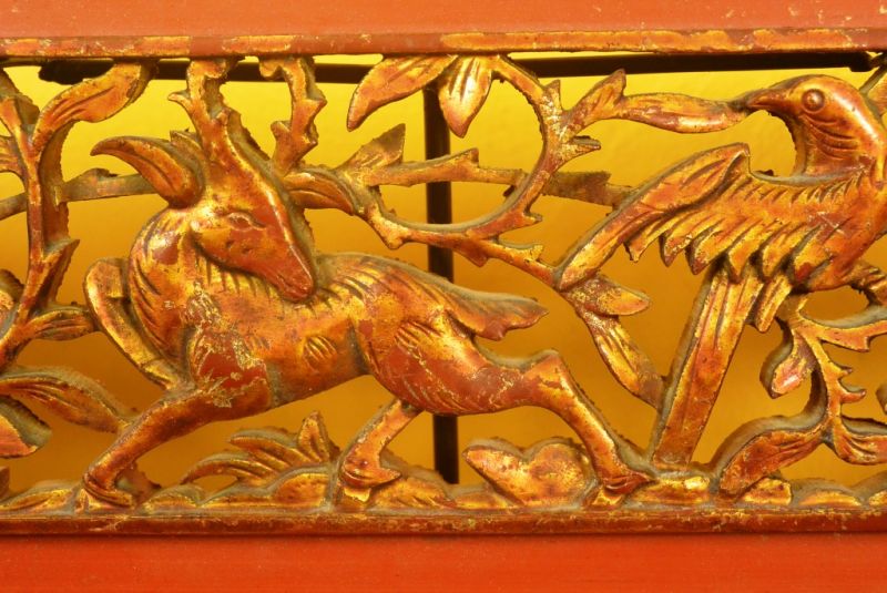 Chinesische Schnitzereien Qing-Dynastie Rot und Gold 10 3