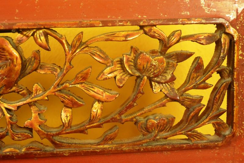 Chinesische Schnitzereien Qing-Dynastie Rot und Gold 10 4