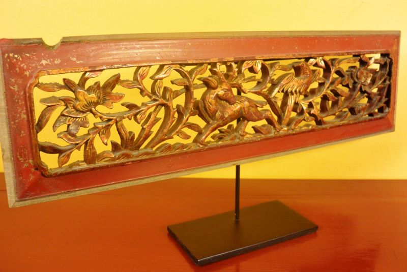 Chinesische Schnitzereien Qing-Dynastie Rot und Gold 10 5