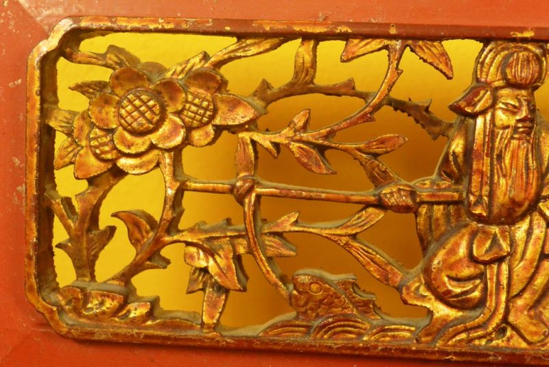 Chinesische Schnitzereien Qing-Dynastie Rot und Gold 11 2