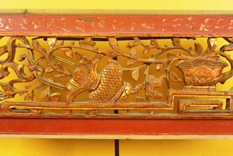 Chinesische Schnitzereien Qing-Dynastie Rot und Gold 2 2