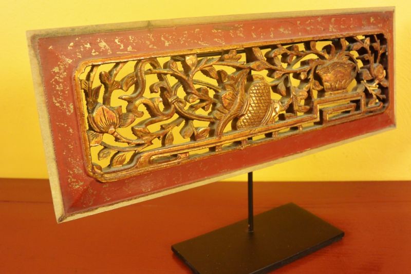 Chinesische Schnitzereien Qing-Dynastie Rot und Gold 2 5